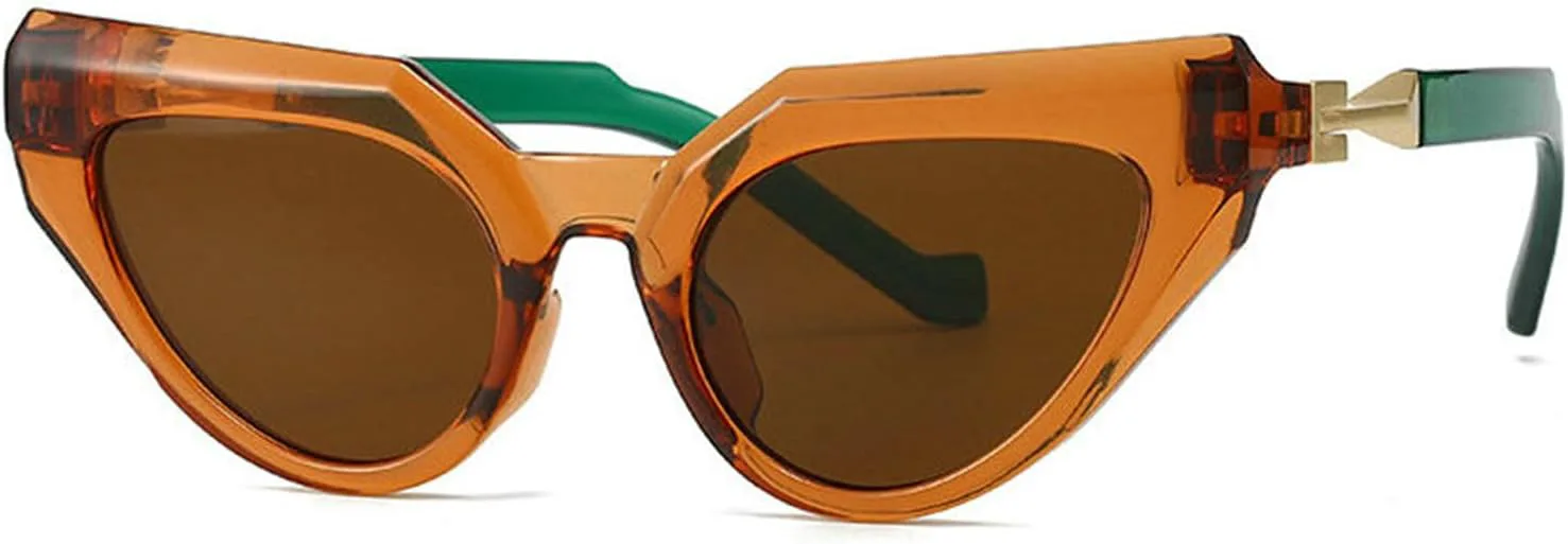 

Солнцезащитные очки Willochra Luxury Cat Eye для женщин, маленькая треугольная оправа, ретро-футуристические солнцезащитные очки в стиле хип-хоп-панк, Brown