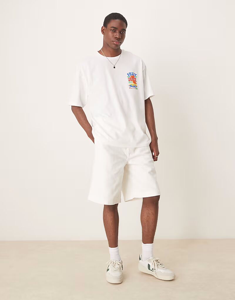 

Длинные шорты ASOS DESIGN с одинарными складками в цвете «камень»