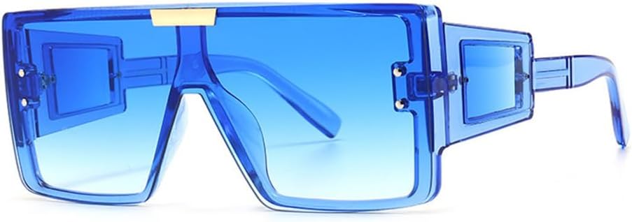 

Современные солнцезащитные очки большого размера квадратной формы для женщин и мужчин, ретро-очки в сиамской оправе, трендовый товар, защита от УФ-излучения UV400 MTZJH, Blue