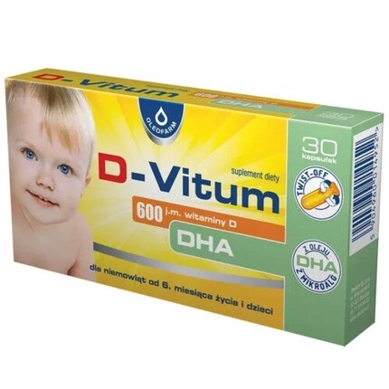 

D-Vitum Витамин D3 600 МЕ с DHA 30 капсул Oleofarm