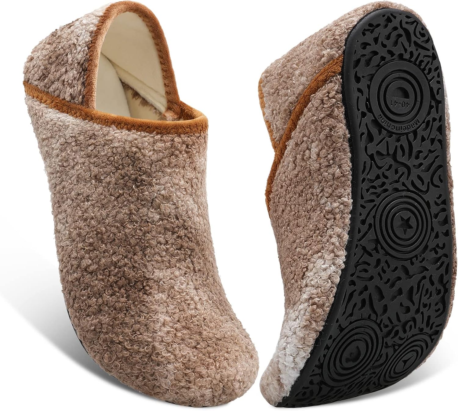 

Женские и мужские тапочки Fires с резиновой подошвой, мягкие и легкие, домашние носочные тапочки для носки дома, нескользящие для использования внутри и снаружи, коричневый