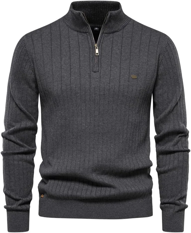 

Мужской свитер с четвертью молнии Slim Fit легкий с воротником стойкой LLJYLYHRHD