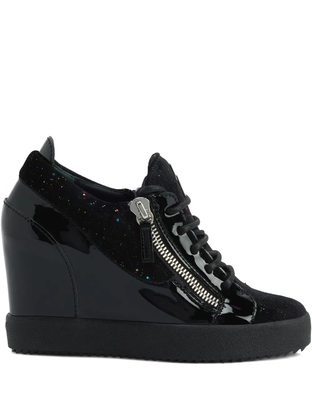 Кроссовки Addy Wedge с блестками Giuseppe Zanotti, черный
