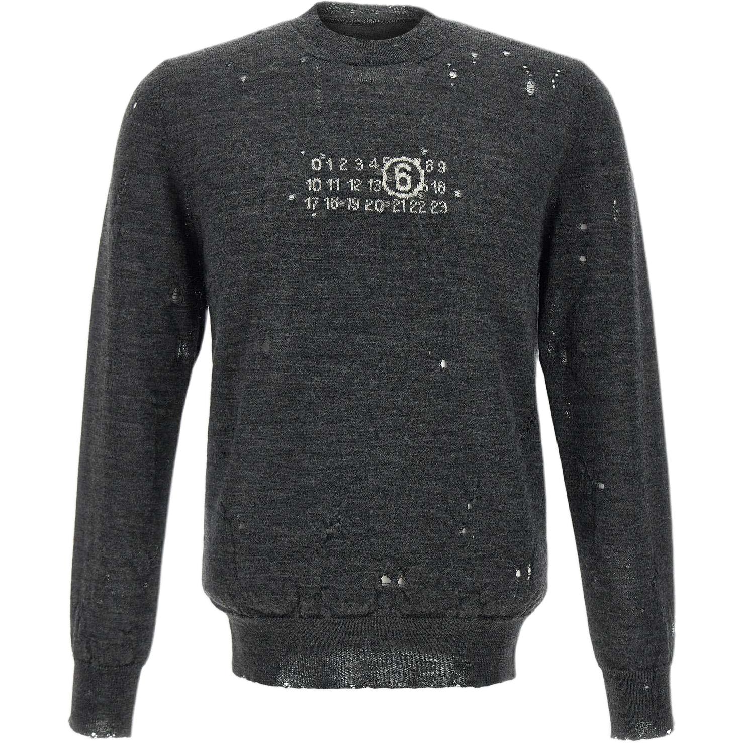 

Вязаный джемпер с круглым вырезом MM6 Maison Margiela, серый