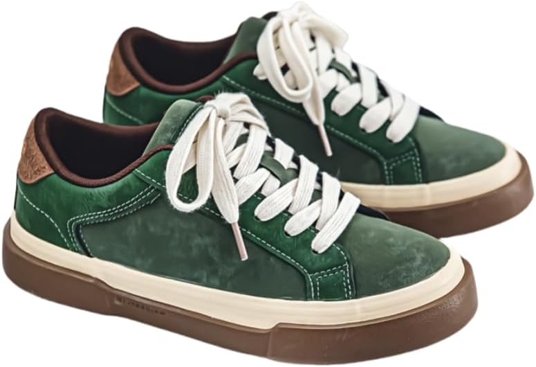 

Мужские спортивные кроссовки в стиле ретро для колледжа, однотонные, низкие, на шнуровке, с круглым носком Hoalox, зеленый