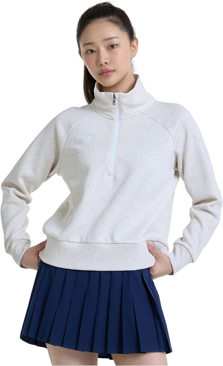 

Толстовка Rival Fleece 1/2 Zip Under Armour, цвет Oatmeal Light Heather/White