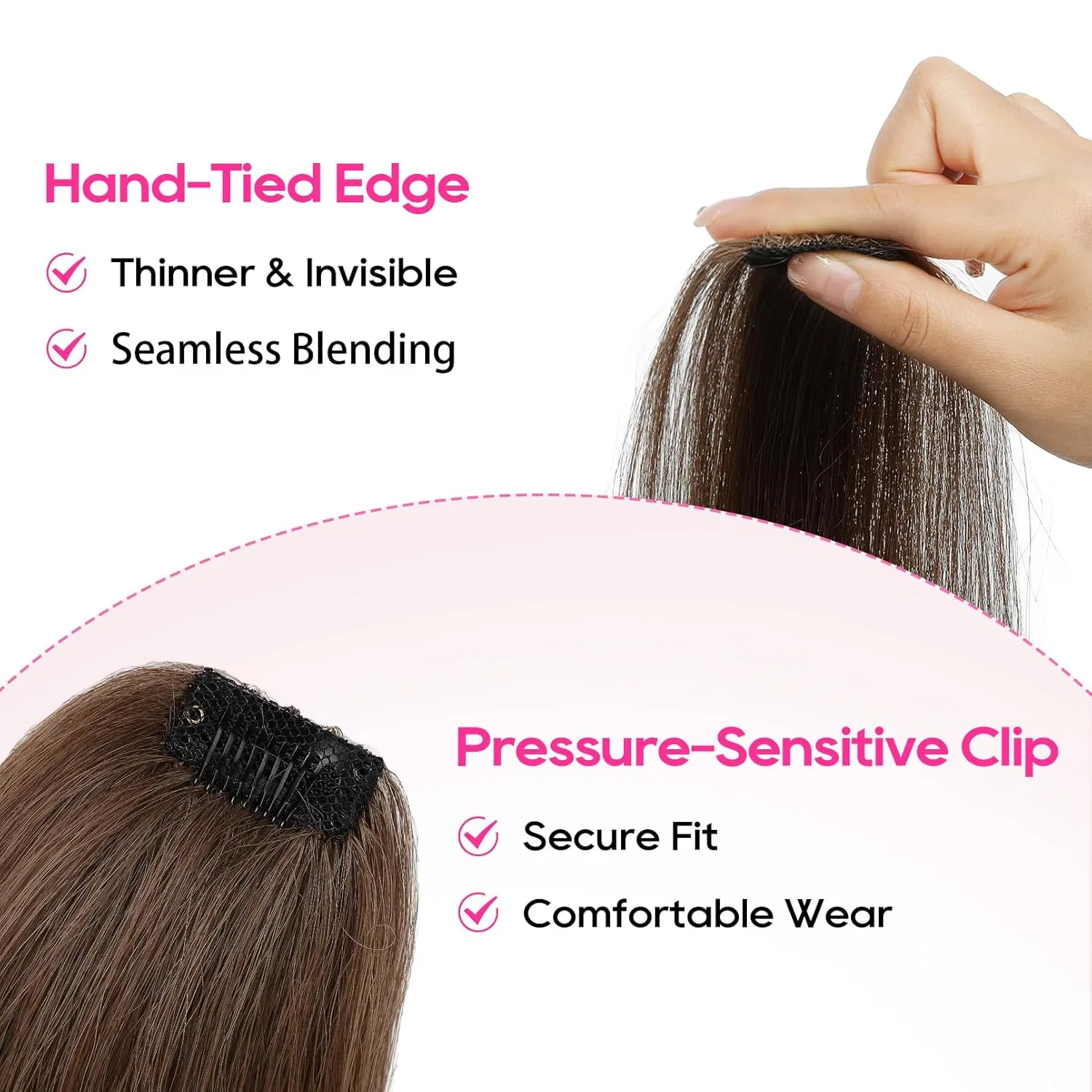 Накладные пряди REECHO Clip in Hair Pieces, 20 см, для объема, 2 шт. Reecho, 2-Red-Brown — фото 3