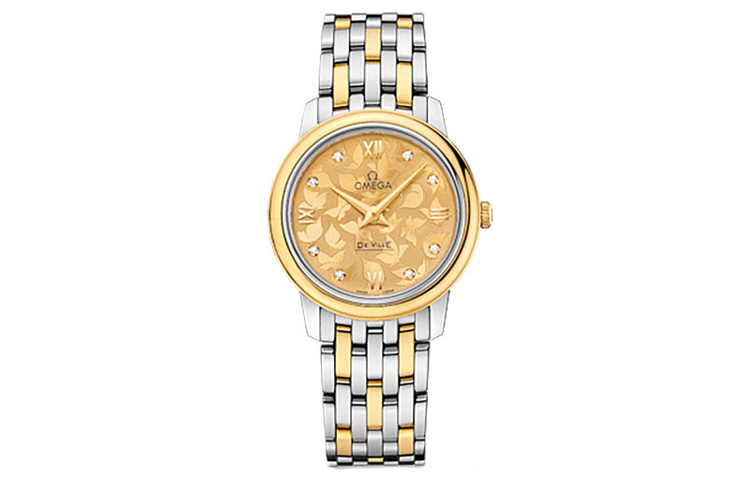 

OMEGA Часы Elegant Saucer Series Quartz Movement Women's Watch Watch 27.4mm Gold Dial Stainless Steel 18K Gold Strap