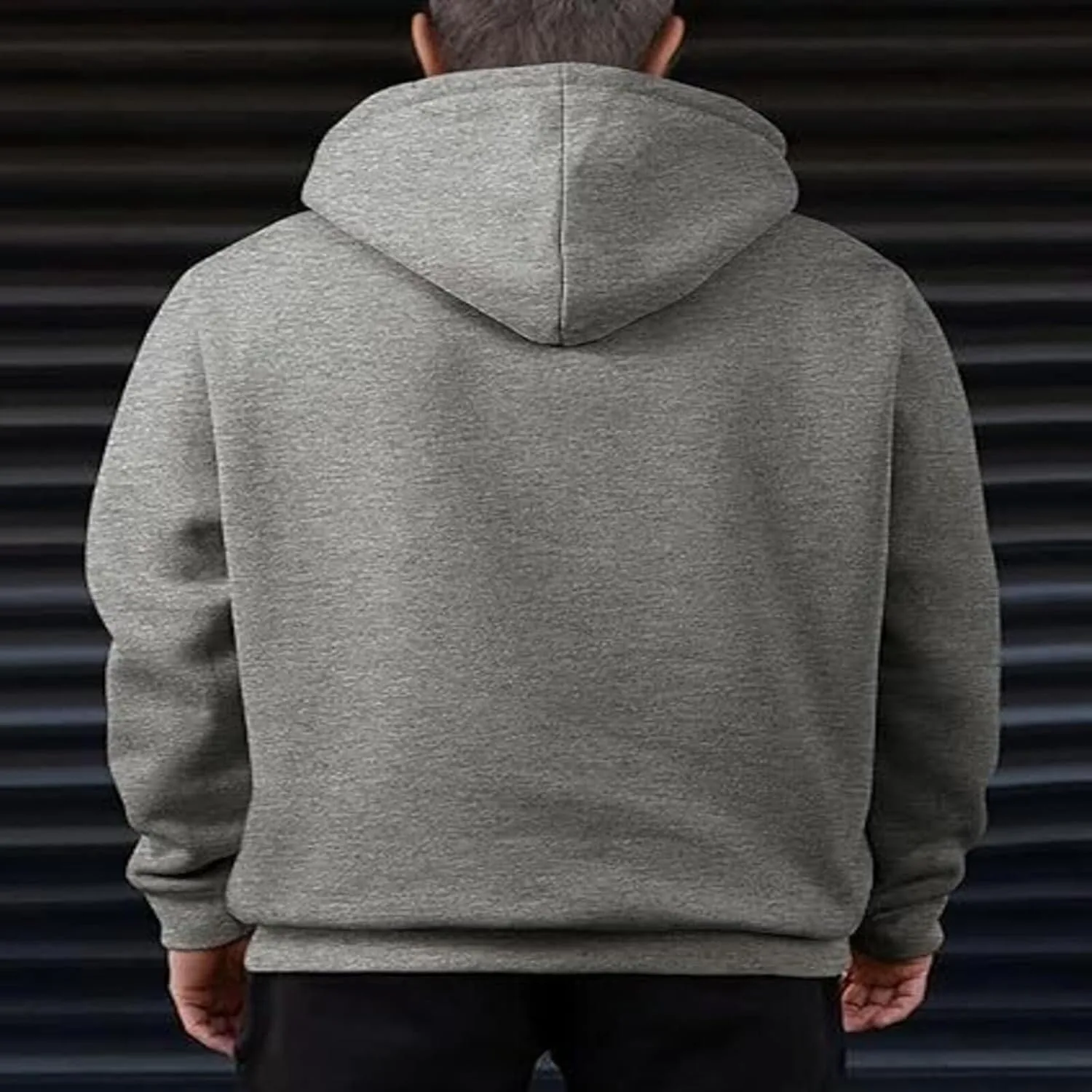 Толстовка с капюшоном 1/4 Zip для мужчин, флисовая, с карманами — фото 3