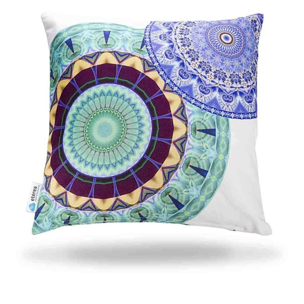 

Декоративная подушка из хлопка etérea mandala aqua 40 x 40 см - декоративный чехол без наполнителя - стандартный чехол для дивана, гостиной, спальни - принт с обеих сторон и молния Etérea Himmlische Qualität