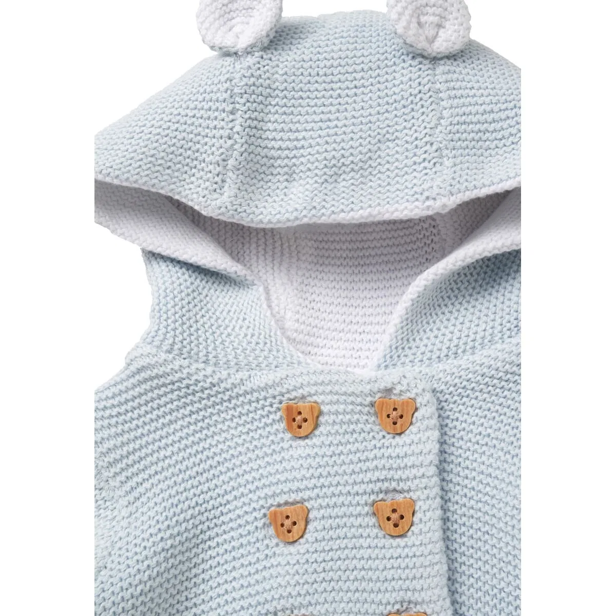 Утепленный костюм с капюшоном-мишкой, бренд Rock a Bye Baby Boutique, синий — фото 4