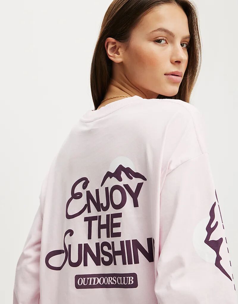 

Лонгслив Cotton On с длинными рукавами и принтом в розовом цвете