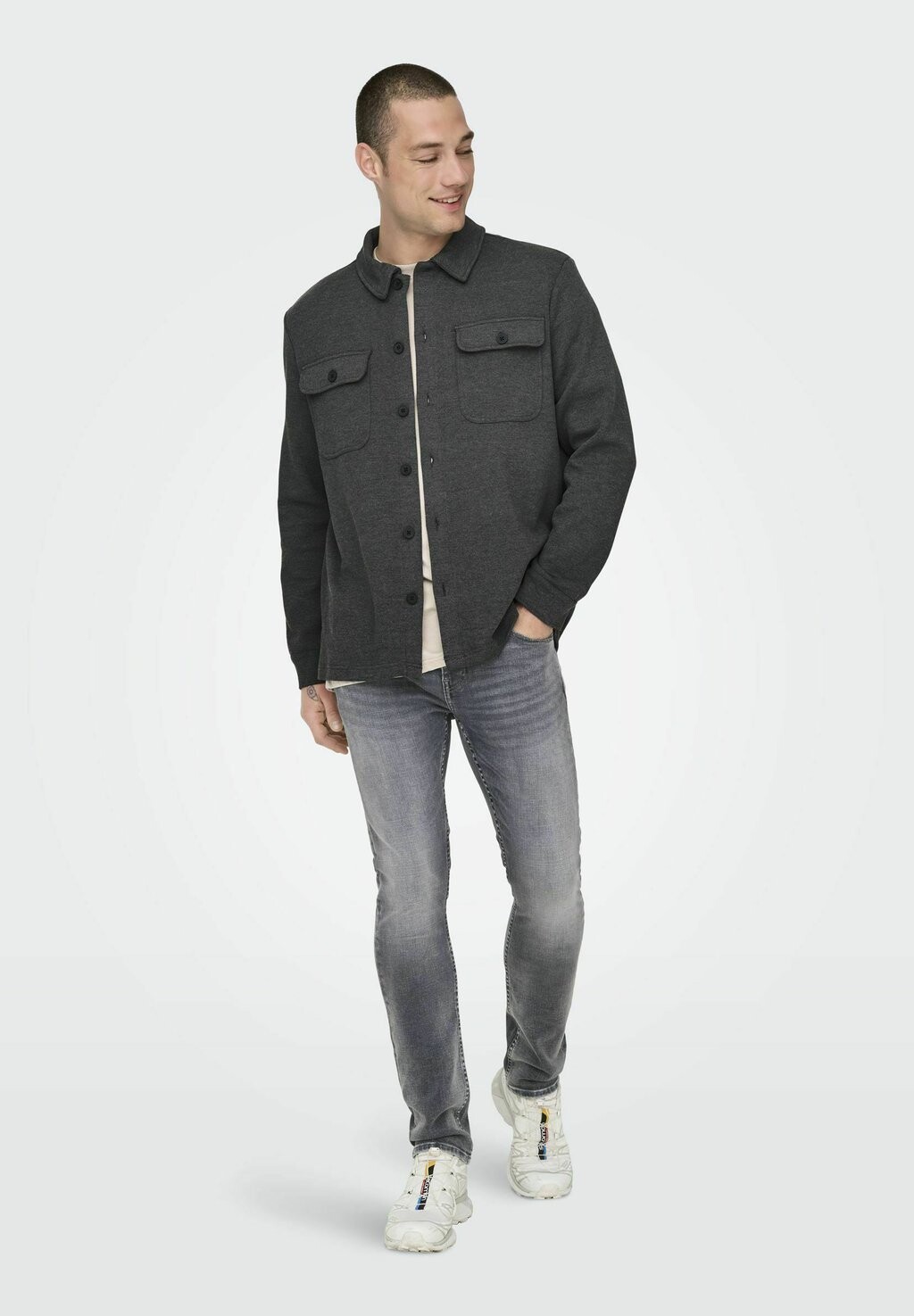 

Летняя куртка NORMAL GESCHNITTEN KRAGEN Only & Sons, цвет Mottled Dark Grey