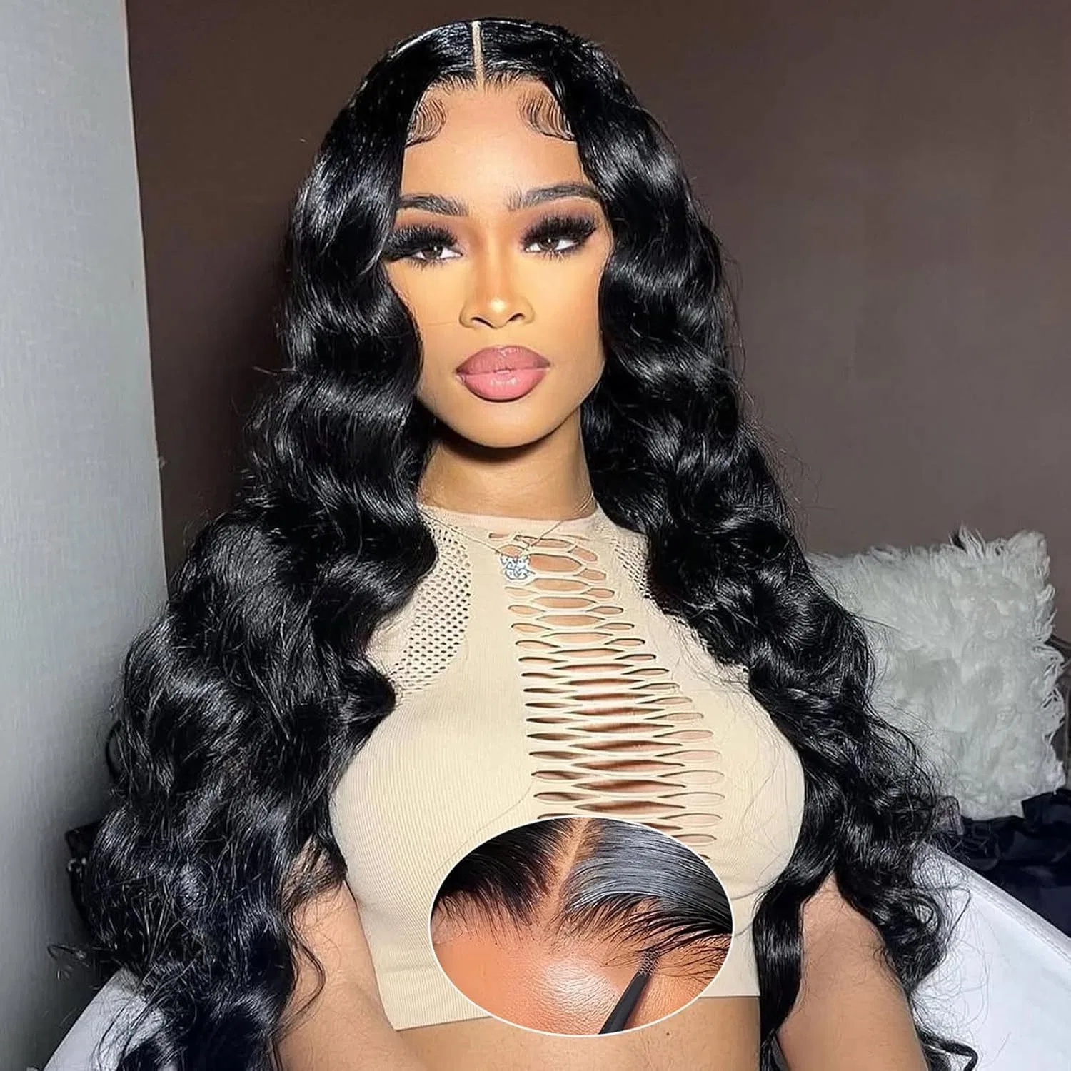 Женский парик Body Wave из натуральных волос с HD-сеткой Rxy