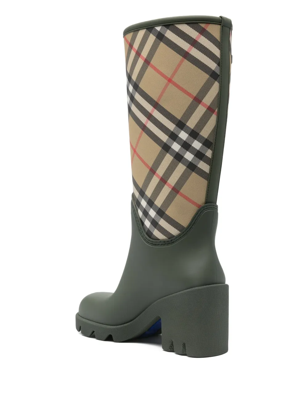 Клетчатые сапоги Marsh на блочном каблуке Burberry, зеленый — фото 4