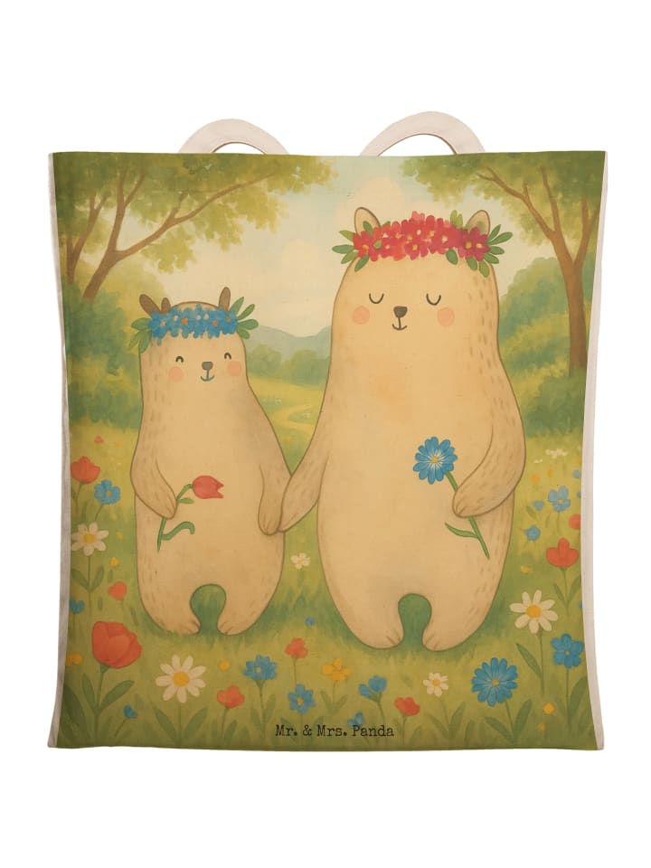 

Mr. & Mrs. Panda Сумка для покупок с изображением медведя и цветочного венка белого цвета