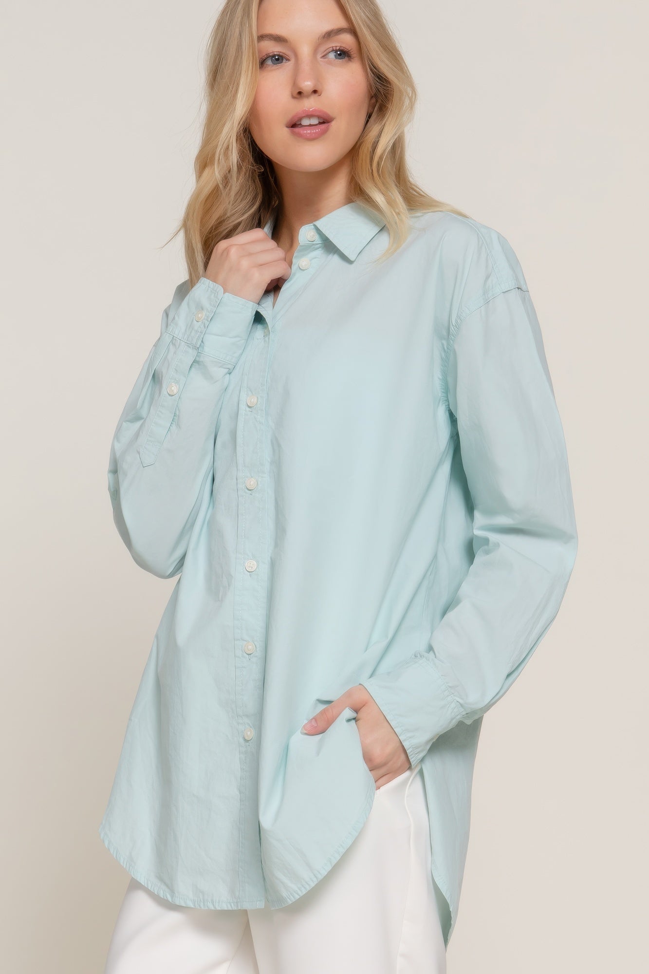 

FASHNZFAB рубашка свободного кроя с длинным рукавом, цвет mint