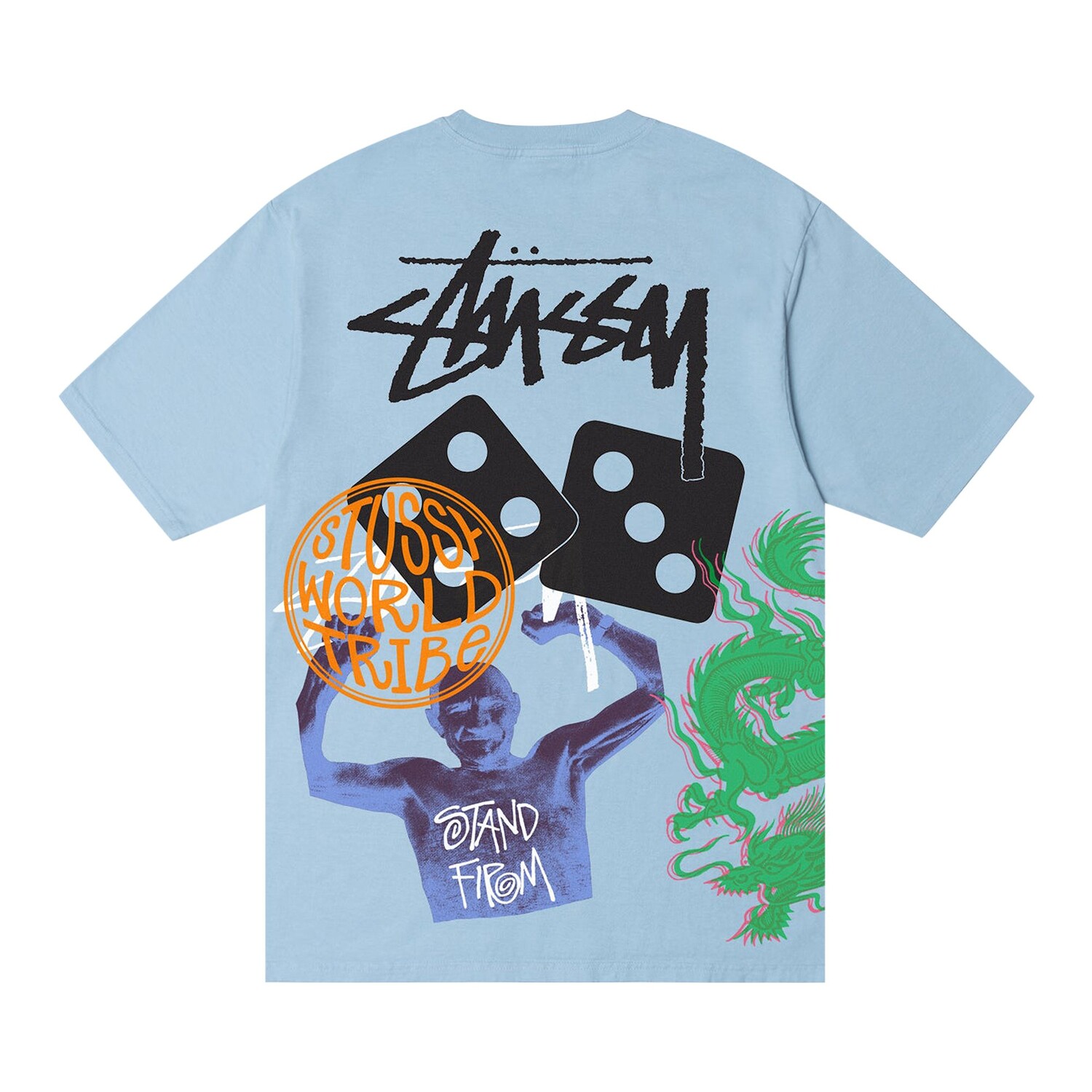 Футболка Stussy Strike, окрашенная в пигмент, Небесно-голубой — фото 2