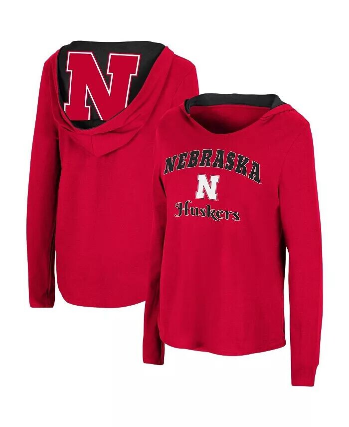 

Женская худи Scarlet Nebraska Huskers Catalina, футболка с длинными рукавами Colosseum