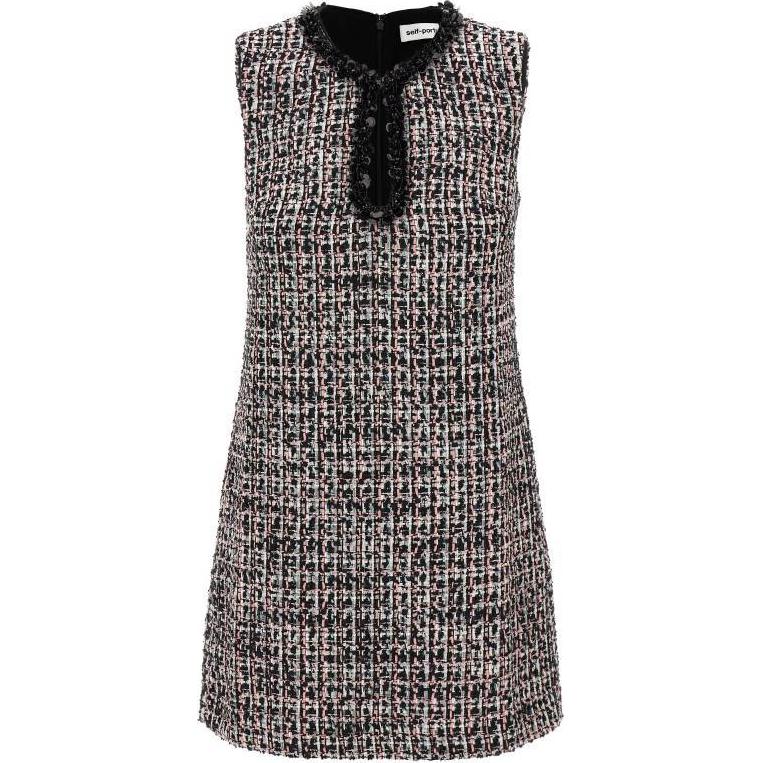 

Мини-платье из букле с вышивкой, как на автопортрете Self-Portrait, черный