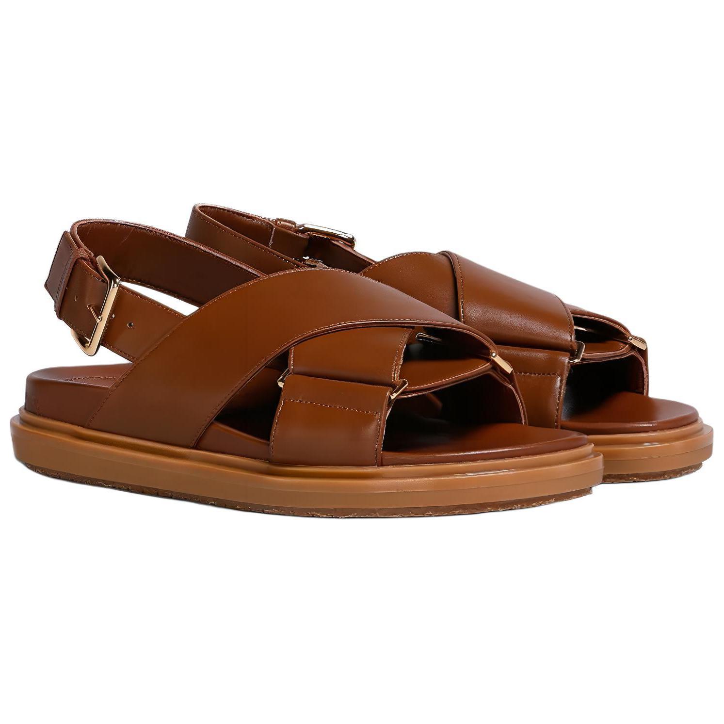 Логотип с тиснением на босоножках с пряжкой Women's MARNI, Original Shoe Box Included — фото 4