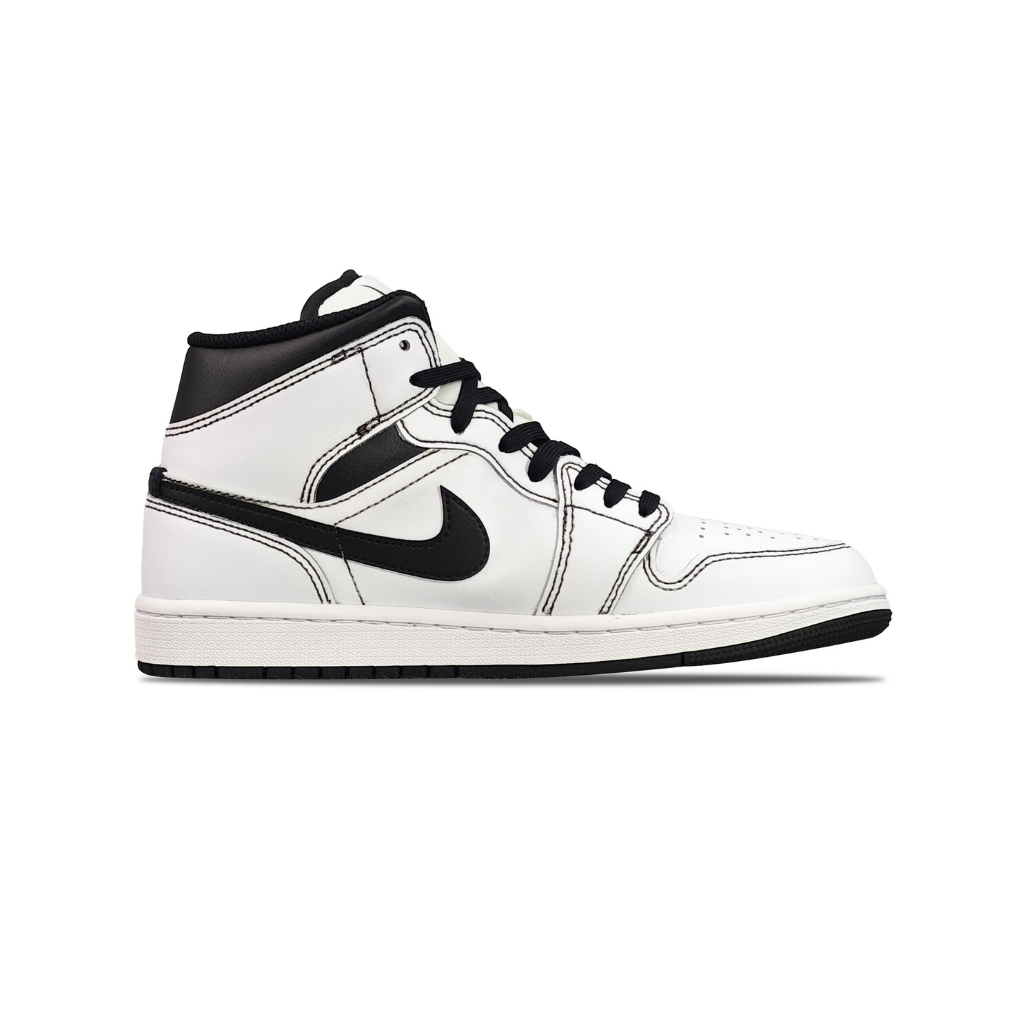 Кроссовки Air Jordan 1 Vintage Basketball Shoes Unisex High-top Black/White, черный — фото 2