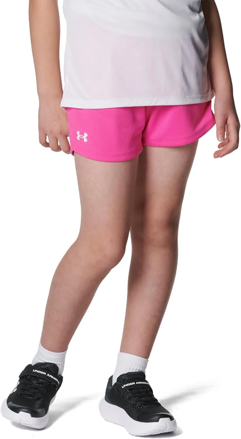 Шорты Under Armour Girls' Play Up Mesh Shorts, (652) Rebel Pink//White