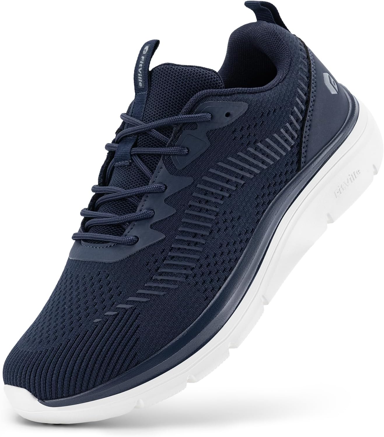 

Мужские прогулочные кроссовки FitVille с широкой посадкой, удобные ортопедические кроссовки, легкие теннисные кроссовки для тренировок в спортзале при подошвенном фасците - Cloud Wanderer V20, синий