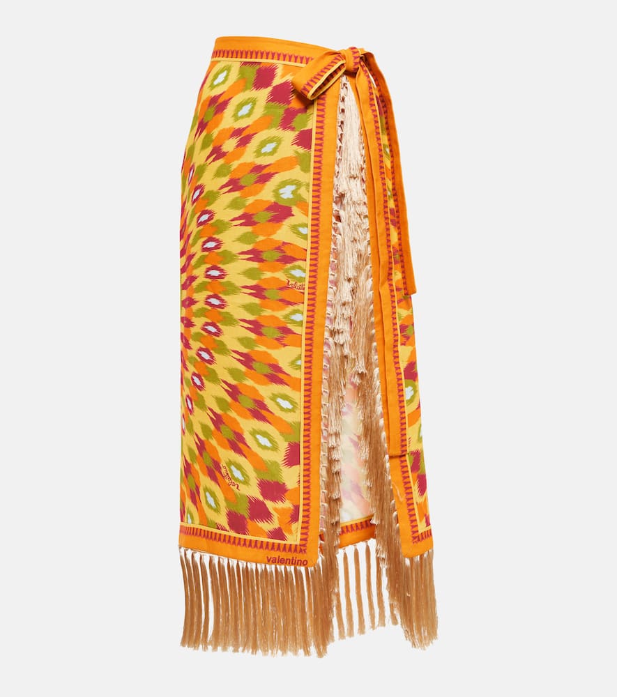 

Льняная пляжная накидка с принтом Valentino, Orange/Multicolor