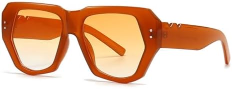 

Солнцезащитные очки Retro Polygon для женщин, модные градиентные очки с защитой от УФ-излучения UV400 для мужчин, трендовые солнцезащитные очки с заклепками MTZJH, Tea Orange Gradient