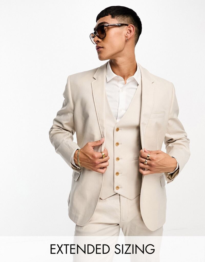 

Узкий льняной пиджак ASOS DESIGN