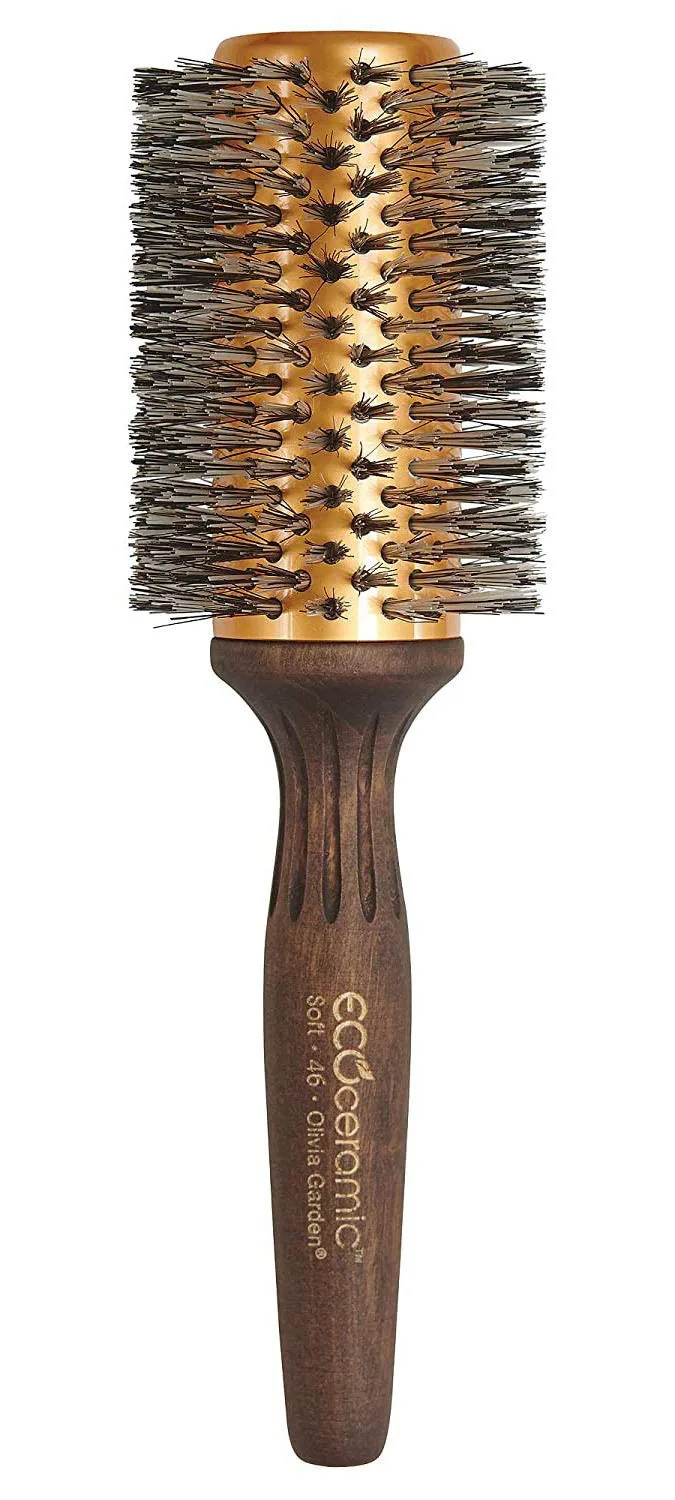 Круглая термощетка для волос Olivia Garden EcoCeramic с мягкой щетиной (не электрическая) 7,6 см, Black, Brown, Gold, Grey