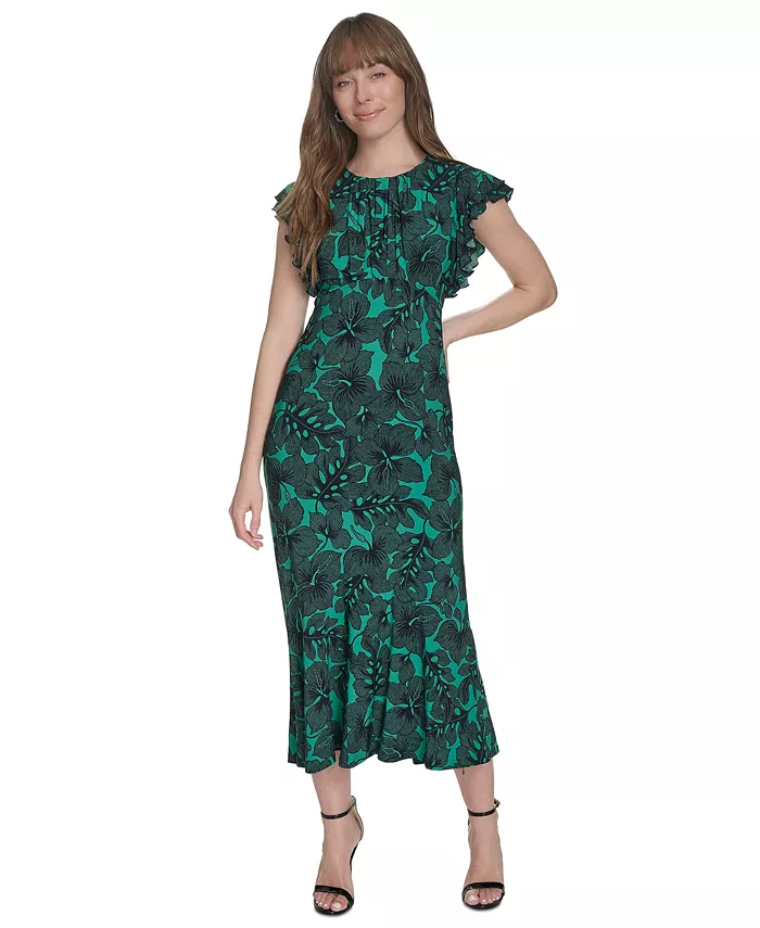 

Платье Petite Dotty Hibiscus с рукавами-крылышками Tommy Hilfiger, зеленый