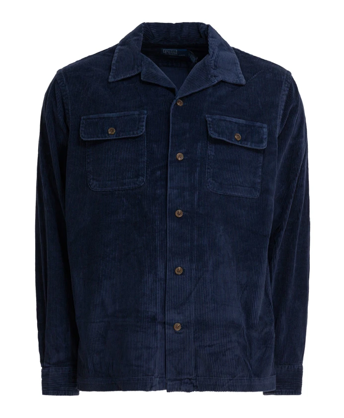 

Синяя вельветовая куртка-рубашка осень-зима 2025 Polo Ralph Lauren, синий