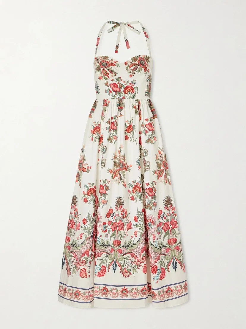 Хлопковое макси-платье Johanna Chintz с цветочным принтом Emporio Sirenuse, красный