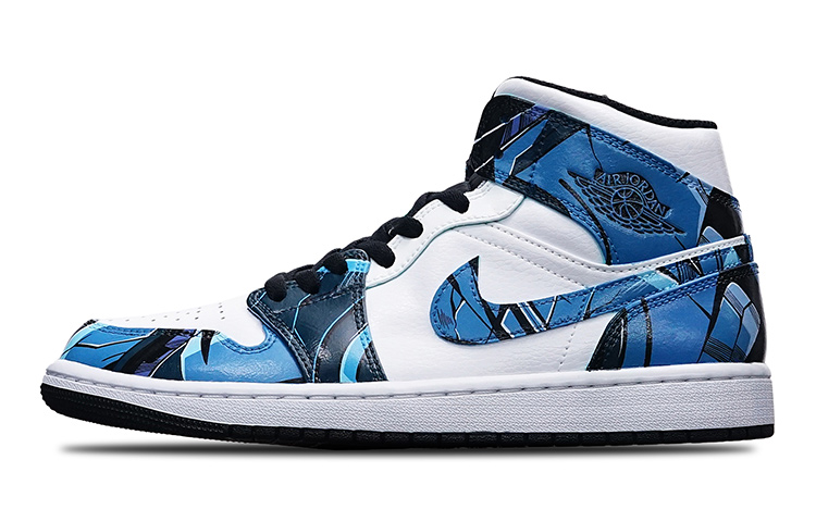 

Кроссовки Air JORDAN 1 Vintage Basketball Shoes Men Mid-Top Black White Blue