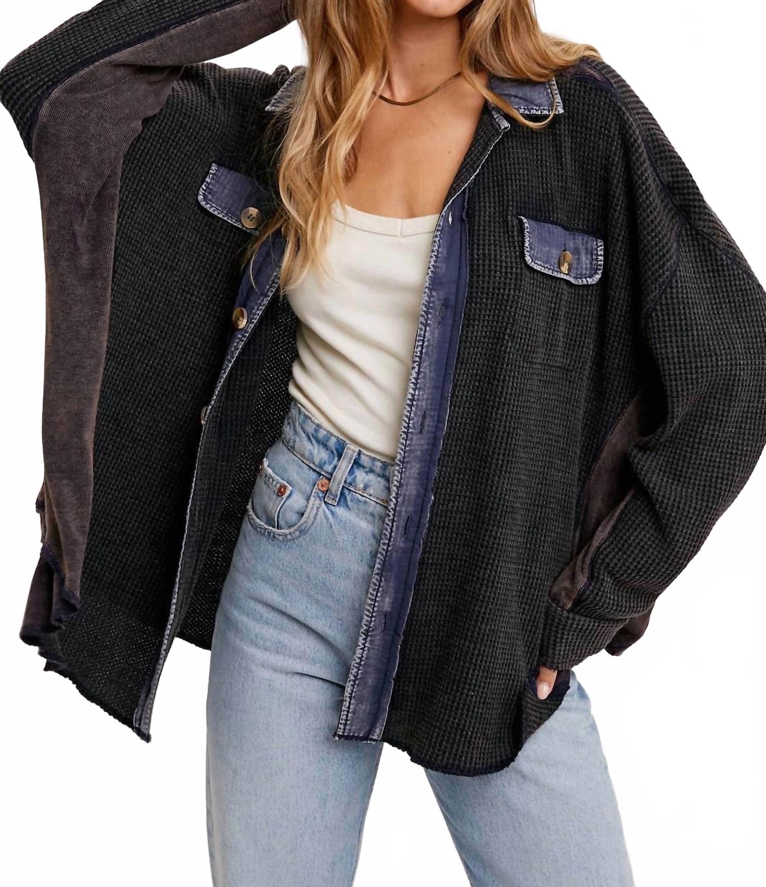 

Куртка Keaton Slochy Waffle Knit | Финальная распродажа в темно-синем цвете BluIvy