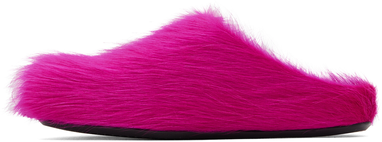 Розовые туфли-лоферы Fussbett Sabot Slip-on Marni, фуксия — фото 3
