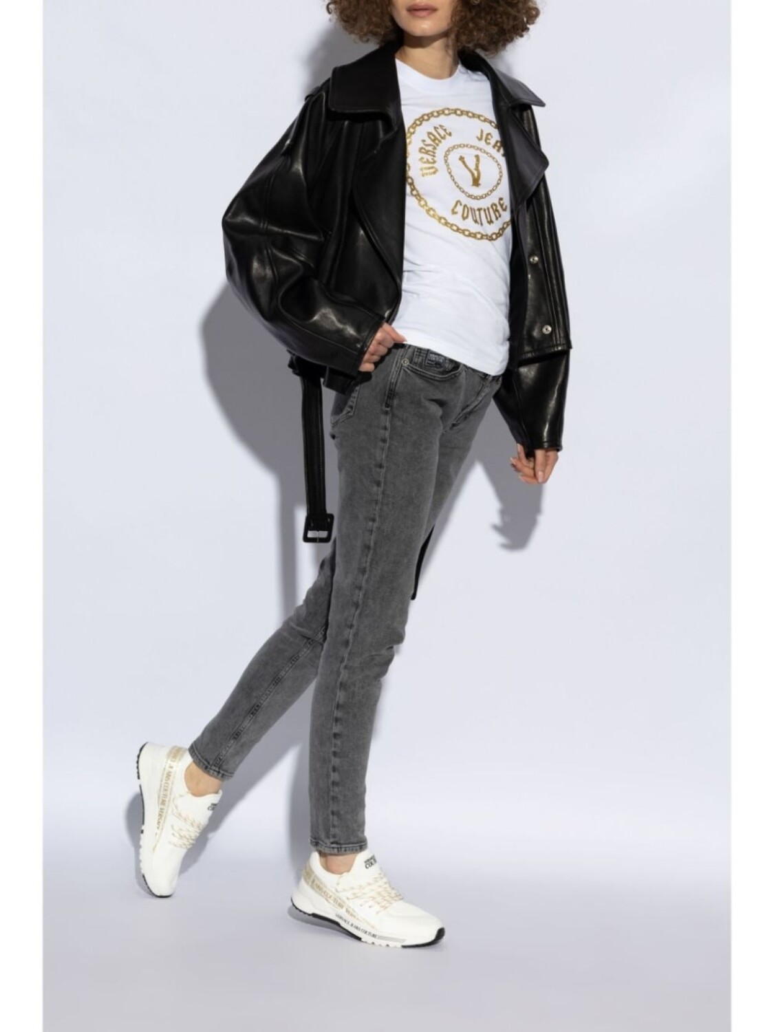 Versace Jeans Couture кроссовки с динамичным логотипом, белый — фото 3