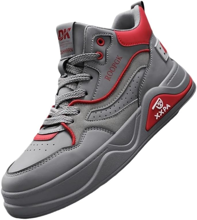 

Кроссовки для мужчин большого размера с высоким верхом - удобные повседневные кроссовки для ежедневной активной и повседневной носки Clolinde, красный/серый