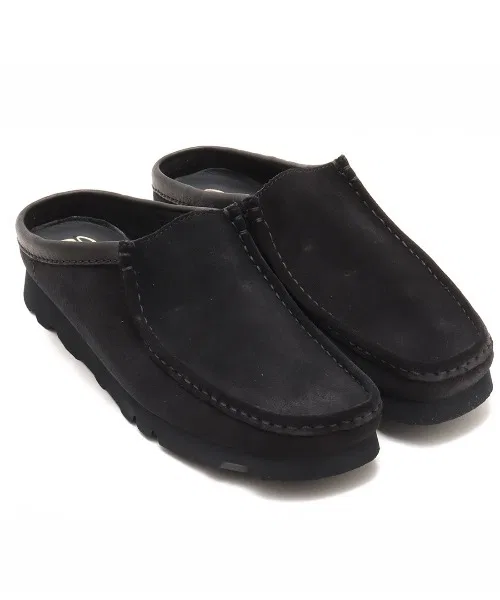 Кроссовки-слипоны Clarks Wallabee Slip, замша, чёрный
