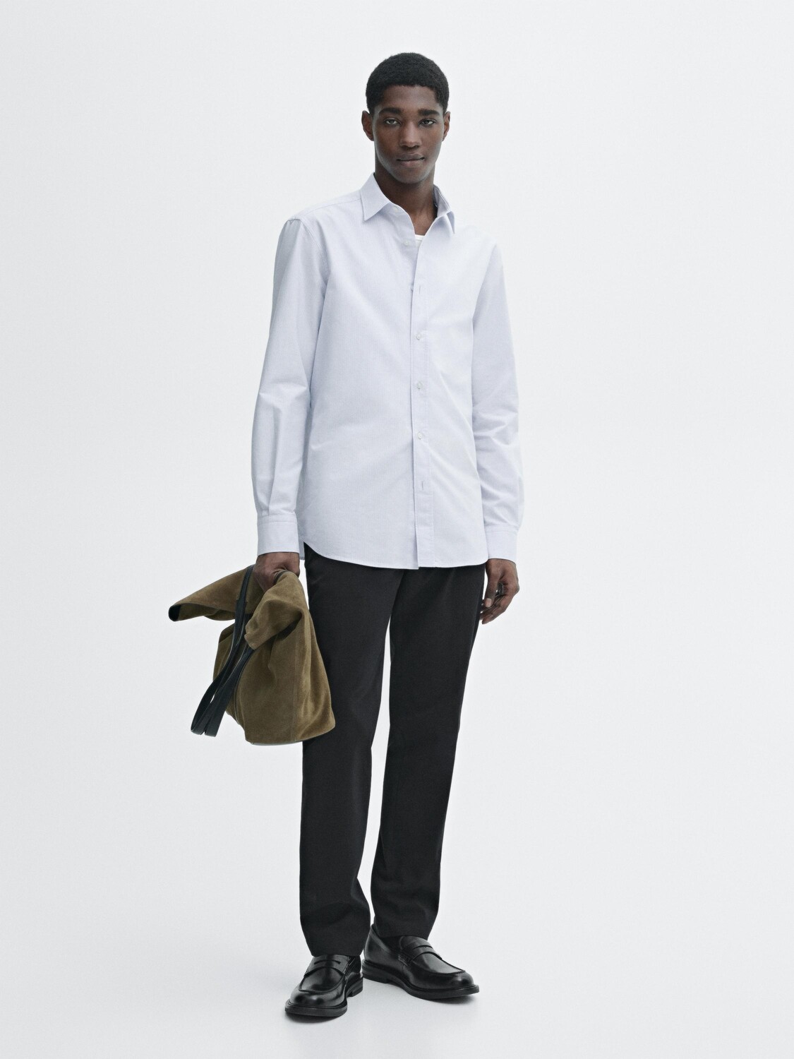 

Рубашка из 100% хлопка в полоску Massimo Dutti, голубой