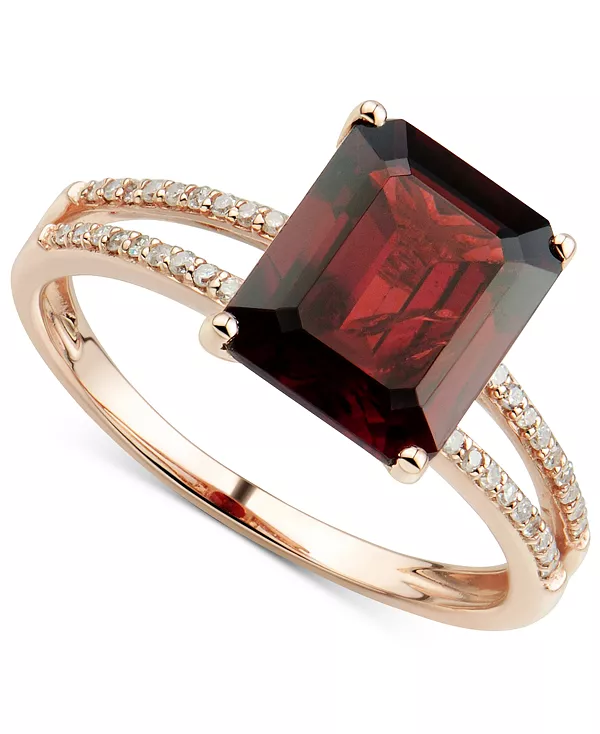 

Кольцо с гранатом (3-3/4 карата) и бриллиантом (1/10 карата) из 14-каратного розового золота Macy'S, garnet