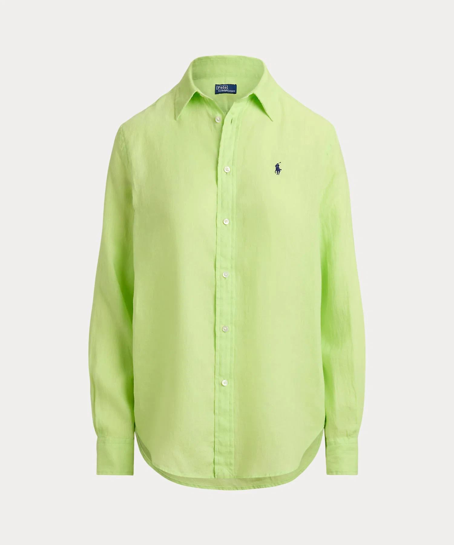 Женская льняная рубашка POLO RALPH LAUREN классического кроя жёлтая — фото 2