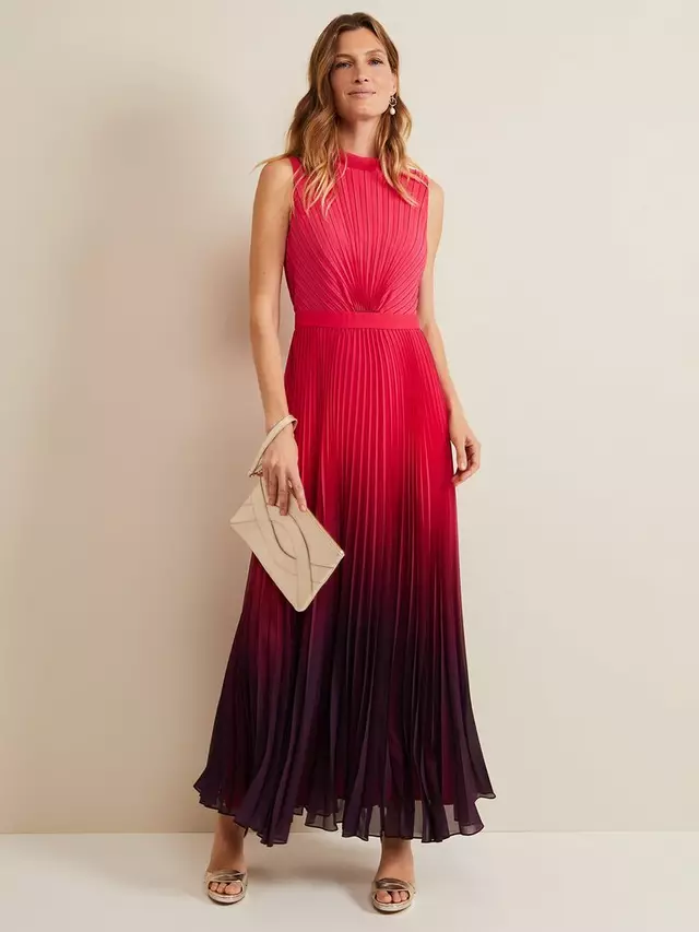 

Платье Phase Eight Daniella Pleated Ombre Maxi, цвет pink/multi