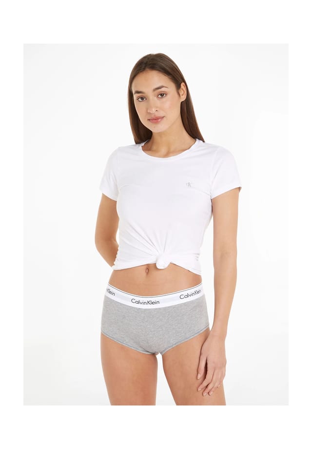 

Современные хлопковые трусики с логотипом на поясе Calvin Klein, серый