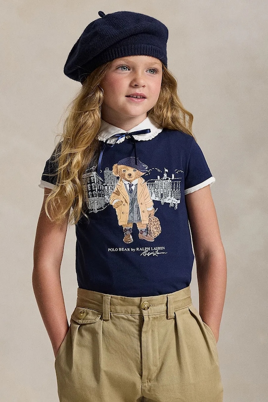 

Детская хлопковая футболка Polo Ralph Lauren, темно-синий