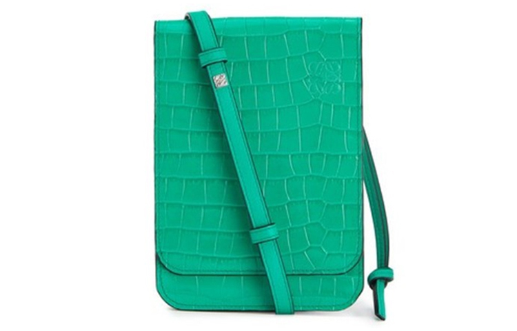 LOEWE Сумка через плечо из крокодиловой кожи для фотоаппарата женская светло-зеленая — фото 3