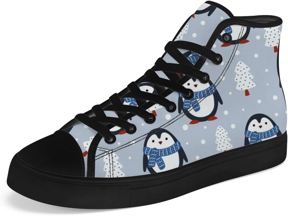 

Кеды Chebing Penguin высокие на шнуровке из холщовой ткани, повседневная обувь, подарок для мужчин и женщин, синий