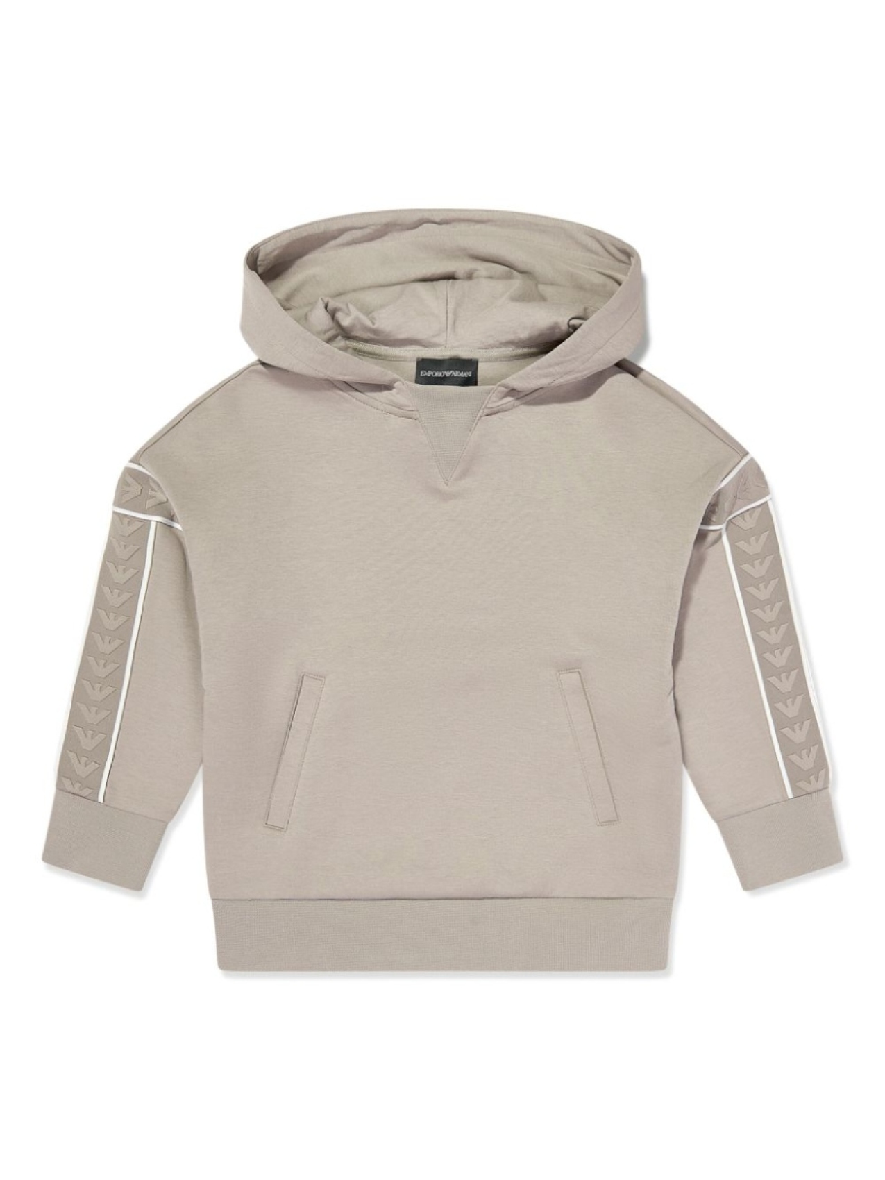 

Emporio Armani Kids толстовка с капюшоном и жаккардовым логотипом на рукавах, нейтральный цвет